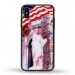 Wholesale iPhone XS / X Design Tempered Glass Hybrid Case (Statue of Liberty)